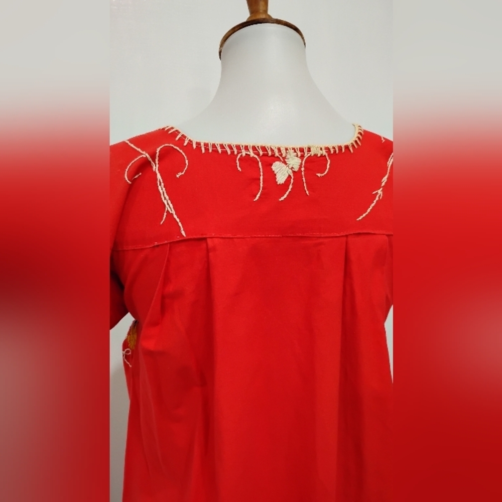 VINTAGE EMBROIDERED MEXICAN MAXI DRESS - Picture 6 of 7